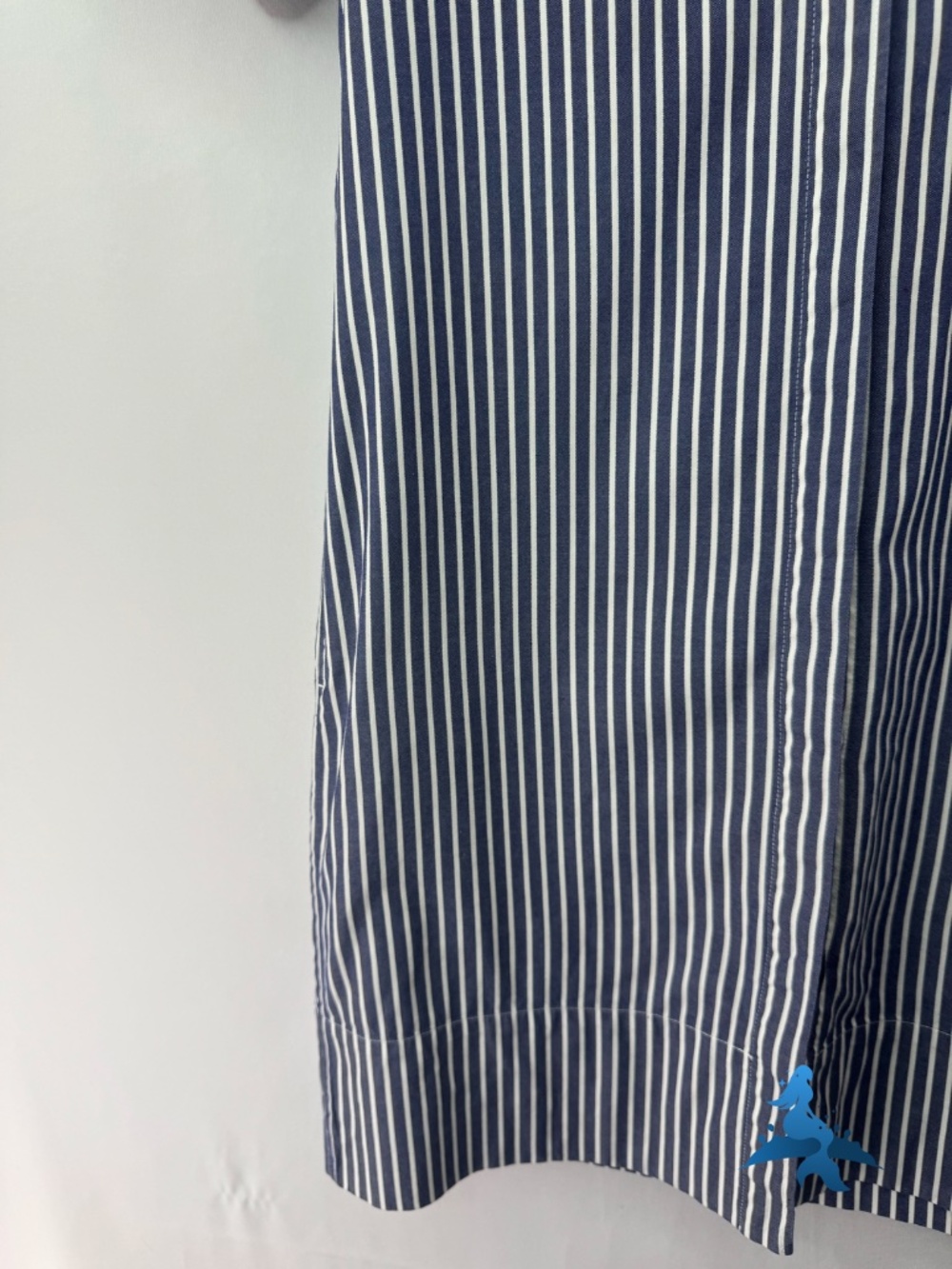 1307 - Everlane Striped Shirt Dress - Band Collar - Size 0 - Blue White - Picture 5 of 15